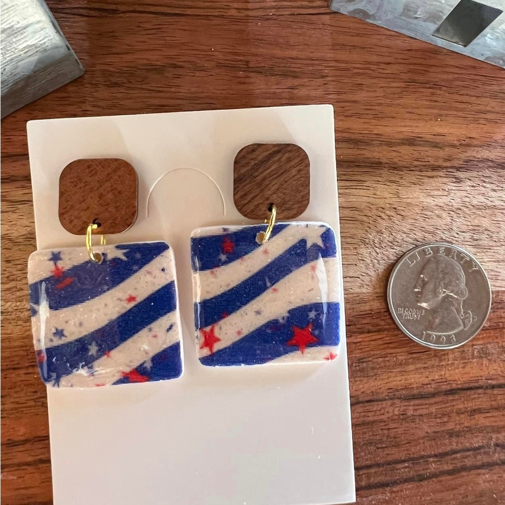 Polymer clay dangle earrings for 4th of July